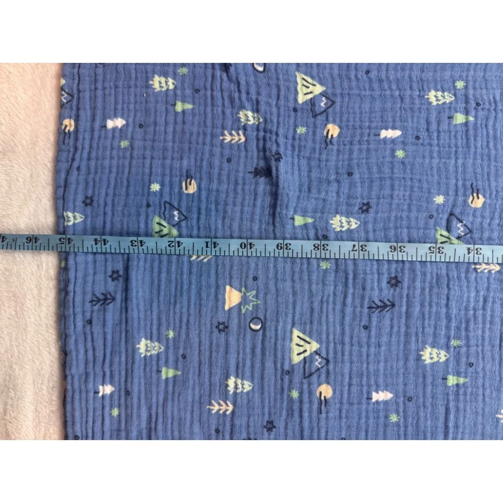 Cloud Island Blue Muslin Swaddle Blanket Camping Mountain Print 100% Cotton